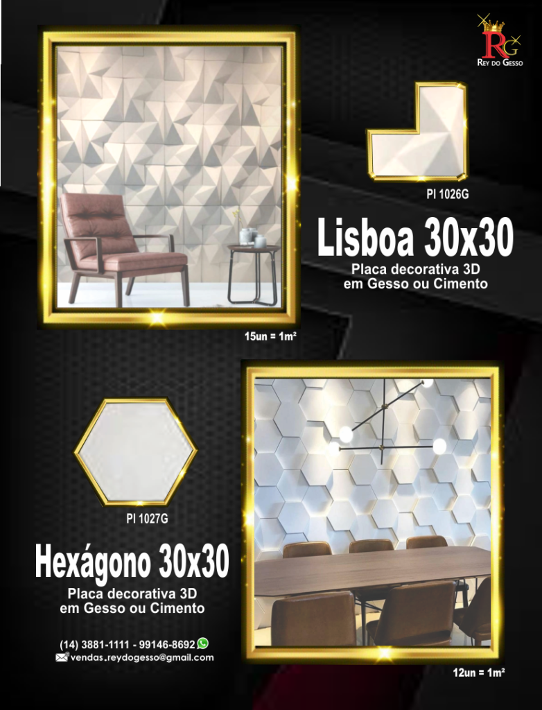 Placas decorativas 3d em gesso ou cimento