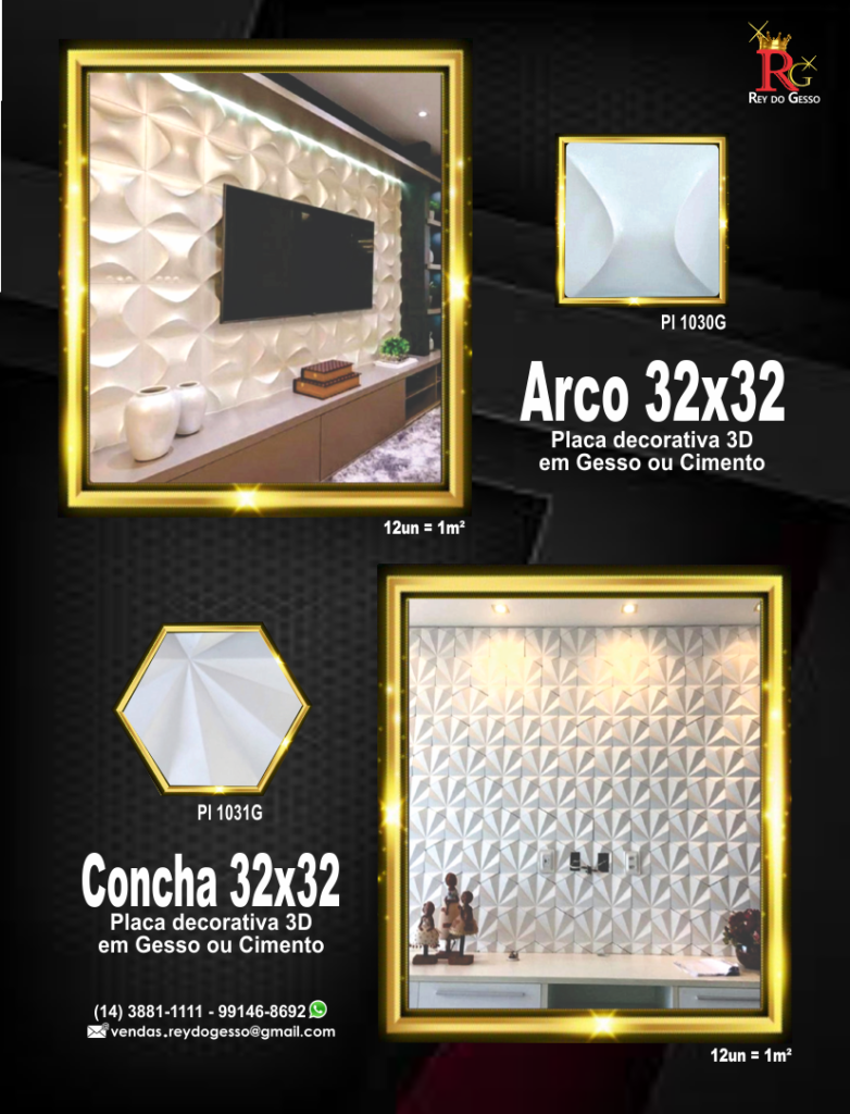 Placas decorativas 3d em gesso ou cimento