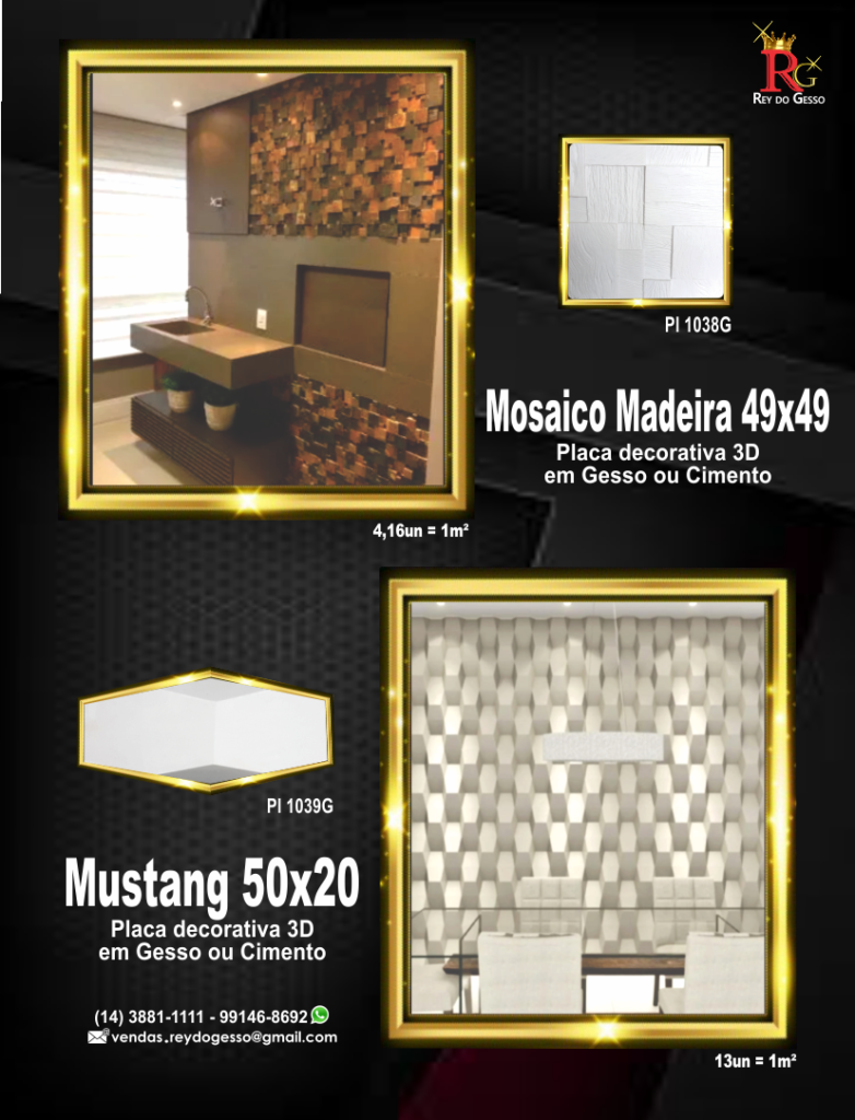 Placas decorativas 3d em gesso ou cimento