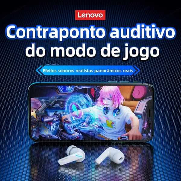 Fone de Ouvido Bluetooth Lenovo GM2 Pro 5.3 – Alta Qualidade de Som, Baixa Latência e Microfone Integrado - Image 5