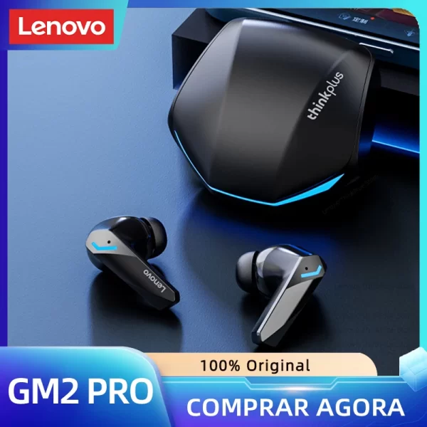 Fone de Ouvido Bluetooth Lenovo GM2 Pro 5.3 – Alta Qualidade de Som, Baixa Latência e Microfone Integrado