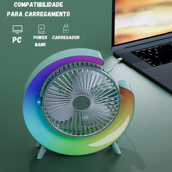 Ventilador Portátil Silencioso Ajustável Luminária G Rgb - Image 3